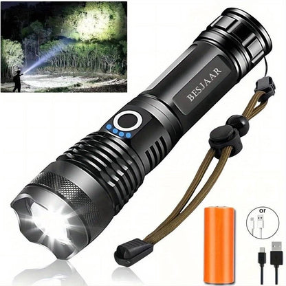Besjaar zaklamp led oplaadbaar met 5200mAh Batterij - 4000 Lumen - USB-C Oplaadbaar - Waterproof IP65