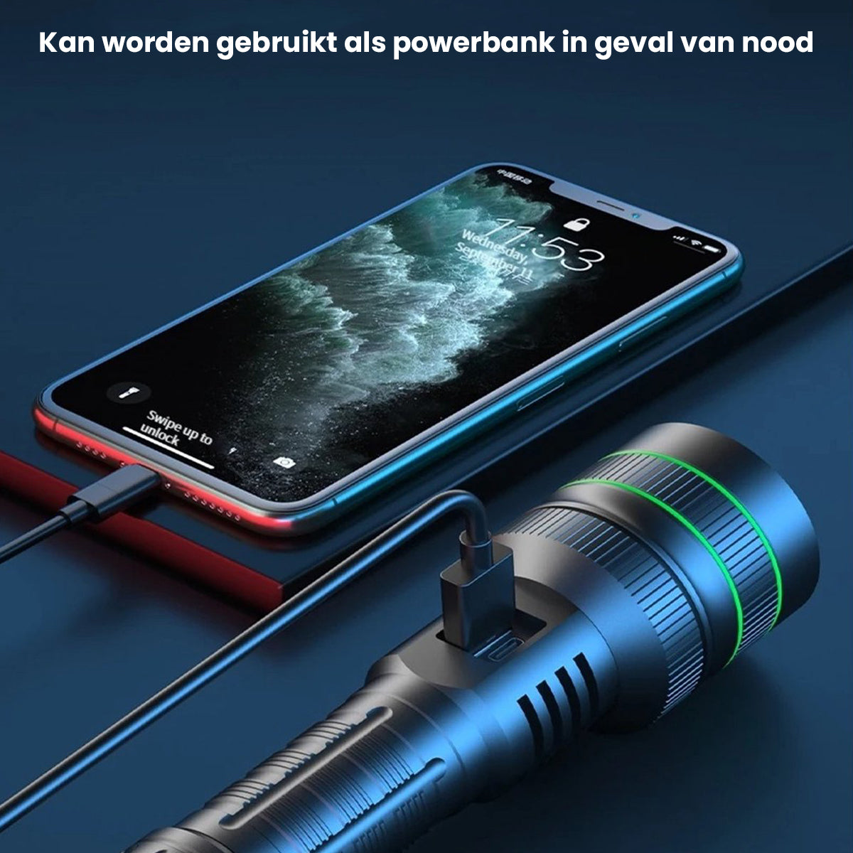 Besjaar zaklamp led oplaadbaar met 5200mAh Batterij - USB-C Oplaadbaar - Waterproof IP65