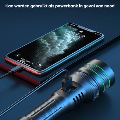 Besjaar zaklamp led oplaadbaar met 5200mAh Batterij - USB-C Oplaadbaar - Waterproof IP65