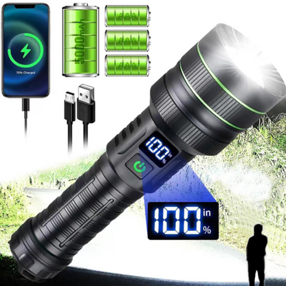 Besjaar zaklamp led oplaadbaar met 5200mAh Batterij - USB-C Oplaadbaar - Waterproof IP65